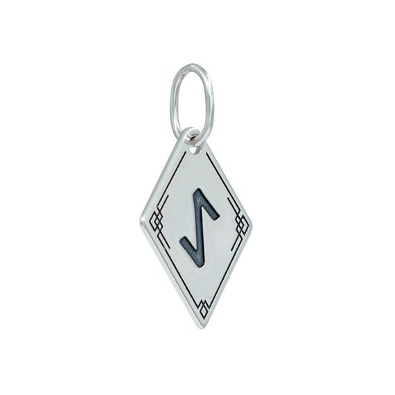 Подвеска Руна Эйваз - кулон из серебра 925, вид спереди полубоком