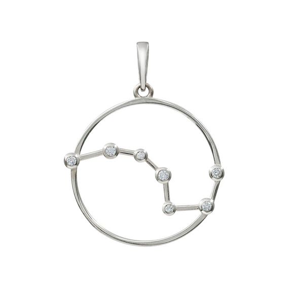 Подвеска на шею Созвездие Скорпион Знак зодиака серебро с фианитами, фото 2