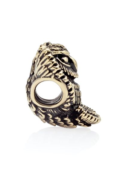 Изображение шарма сова подвеска из бронзы вид справа.