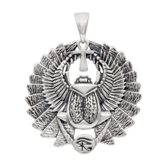 Подвеска «Скарабей малый» из серебра, вид спереди