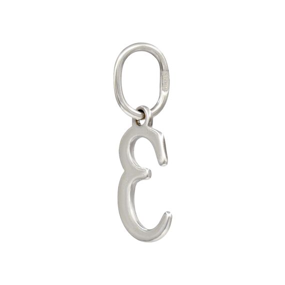 Подвеска в виде буквы З - кулон из серебра 925 пробы, вид полубоком сзади