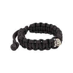 Браслет с шармом Лев из мельхиора - чёрный паракорд