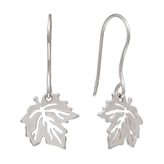 Серьги Лист Кленовый из серебра 925 пробы, вид 1