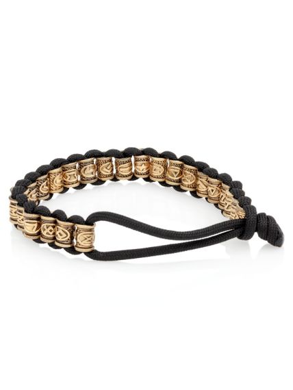 Браслет Набор рун 24 шт. бронза на черном паракорде, вид сзади в развязанном виде