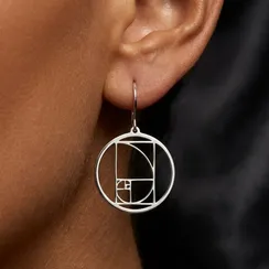 Серьги Золотое сечение Фибоначчи в круге из серебра