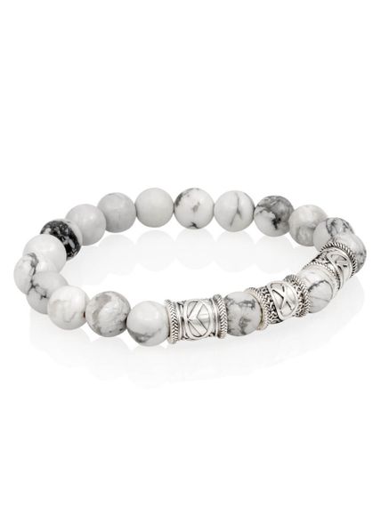 Браслет из натурального магнезита с рунами Кеназ, Гебо, Лагуз - Женская привлекательность, вид сбоку 1