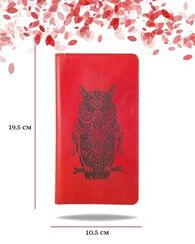 Кошелек высокий Сова красная кожа