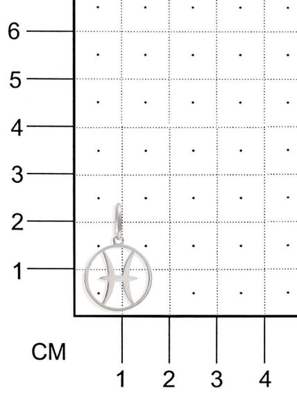 Подвеска Знак зодиака Рыбы из серебра на размерной сетке