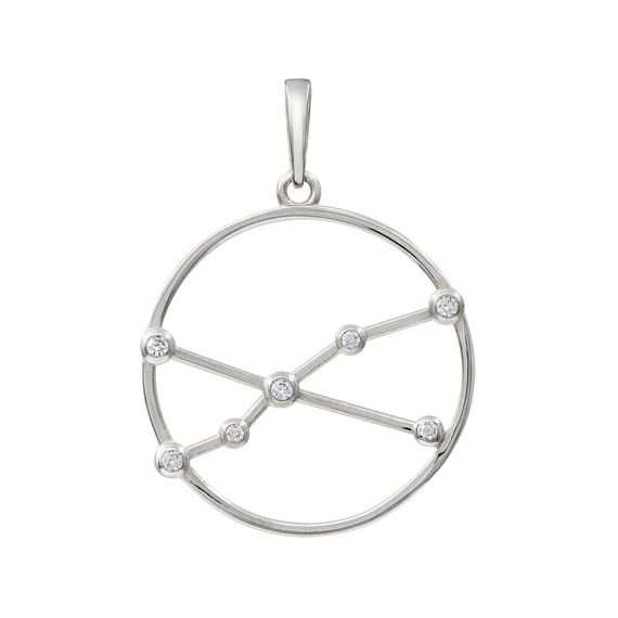 Подвеска на шею Созвездие Телец Знак зодиака серебро с фианитами, фото 1