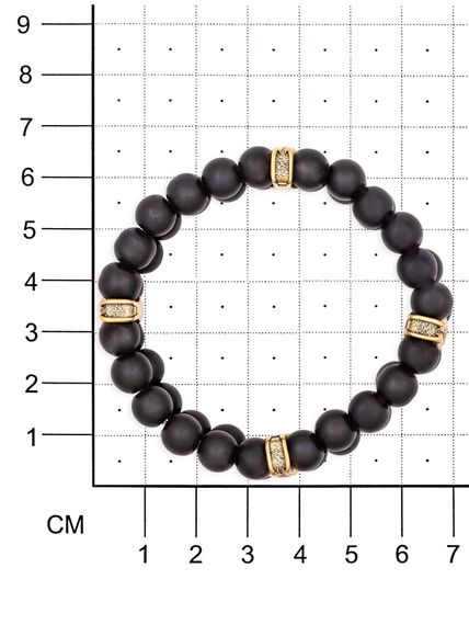 Браслет двойной из керамики (имитация шунгита) 8 мм с шармом Всевидящее око из бронзы на размерной сетке