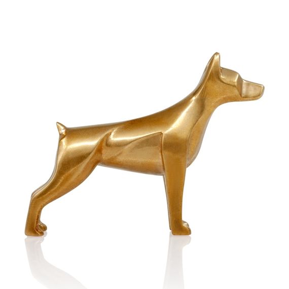 Статуэтка Доберман - фигурка в виде собаки из бронзы, вид боком 1