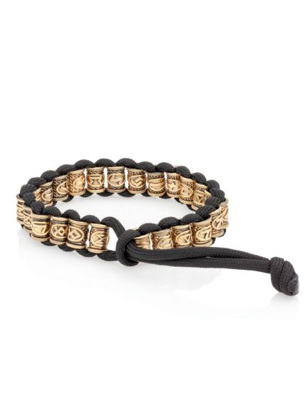 Браслет Набор рун 24 шт. бронза на черном паракорде, вид сзади