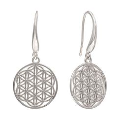 Цветок жизни - серьги из серебра