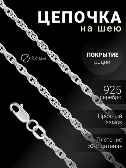 Цепочка на шею из серебра Форцатина Допиа, вид 1