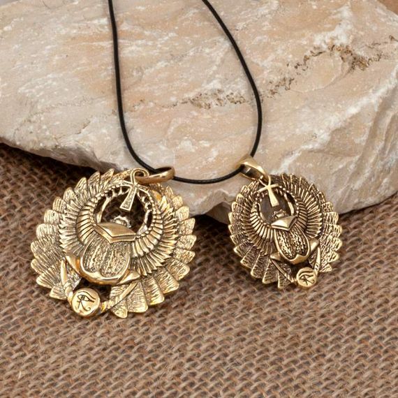 Подвеска Жук Скарабей большой - кулон из бронзы, фото 2