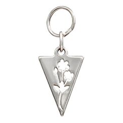 Треугольник с цветком - подвеска на серьги из серебра 925 пробы