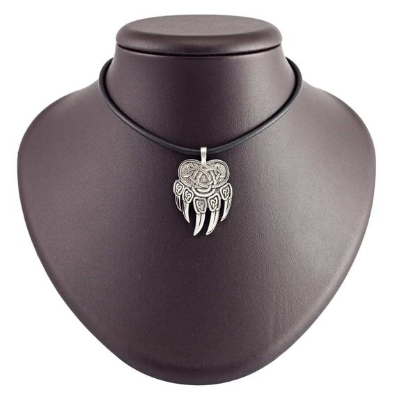 Подвеска «Печать Велеса медвежья» из серебра на постаменте