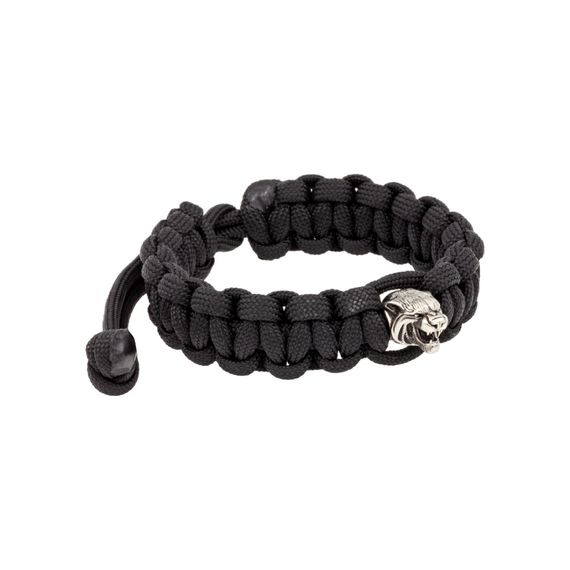 Браслет с шармом Тигр из мельхиора - чёрный паракорд, фото 2