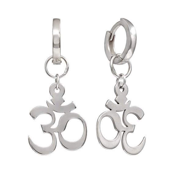Серьги Конго 12 мм с подвеской Ом из серебра 925, вид 1