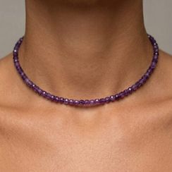 Чокер на шею из аметиста 4 мм кубической формы