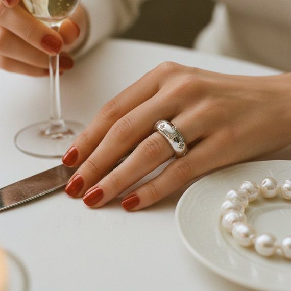 Кольцо Звезды из серебра 925 пробы с фианитами, живое фото 3