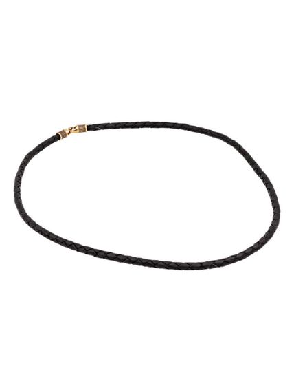 Гайтан кожаный чёрный 5 мм из бронзы, вид спереди