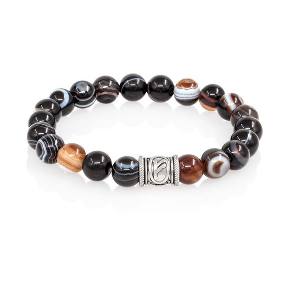 Браслет Денежный импульс из натурального агата глазкового с руной Феху из мельхиора, вид 2