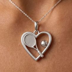 Подвеска на шею Теннисная ракетка в сердце серебро 925