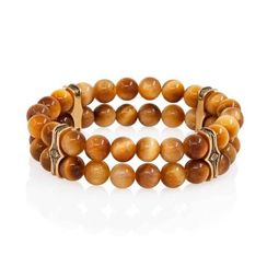 Браслет Всевидящее Око из Бронзы Двойной с тигровым глазом 8 мм