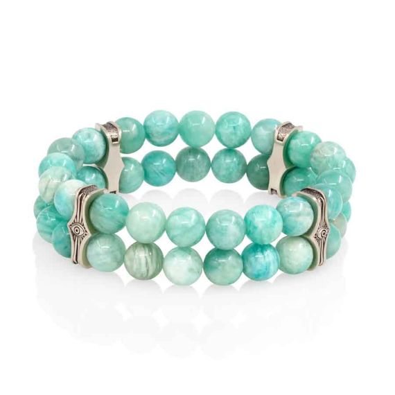 Браслет Всевидящее Око из Мельхиора Двойной с амазонитом 8 мм, вид 2