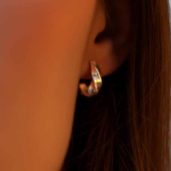 Серьги Витые полукольца из серебра 925 пробы, вид 5