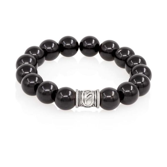 Браслет Денежный импульс из природного мориона с руной Феху из мельхиора, вид 2