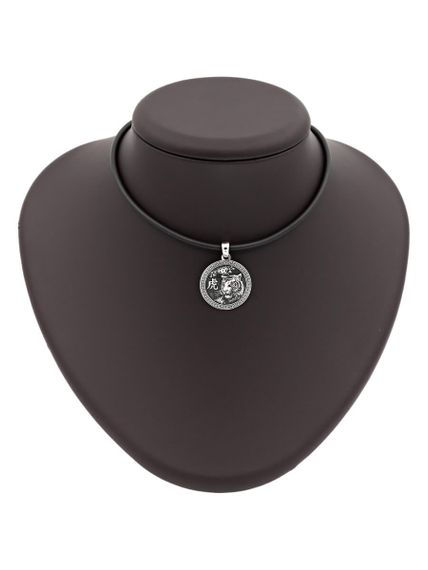 Китайский знак зодиака Тигр подвеска из серебра 925 пробы, на постаменте