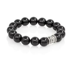 Браслет Защита из природного мориона с руной Альгиз из серебра 925