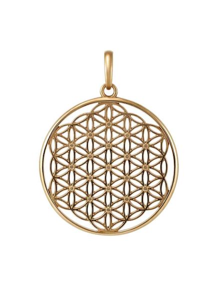 Фотография подвески цветок жизни в золочении из серебра.