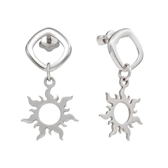 Серьги-пусеты с подвеской Солнце из серебра 925 пробы