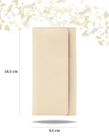 Фото функционального кошелька Классического из молочной кожи косатка Инфографика Размеры