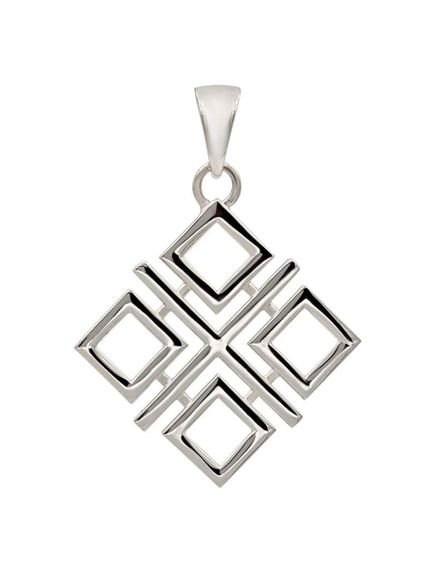 Фото Макошь оберег подвеска из серебра, вид анфас.