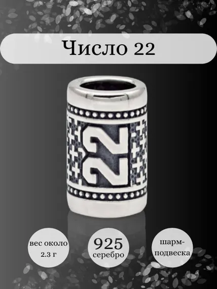 Инфографика шарм цифра число 22 из серебра
