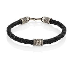 Браслет гайтан из натуральной кожи с руной Альгиз мельхиор