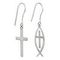 Ихтис и Крест католический - серьги из серебра 925 пробы, фото 2