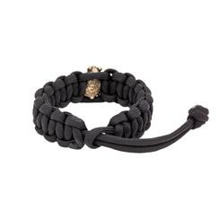 Браслет с шармом Панда из бронзы - чёрный паракорд