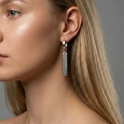 Моно-серьга конго с подвеской Славянские узоры серебро 925 пробы