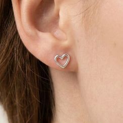 Серьги-пусеты Сердце из серебра (пара и моно)