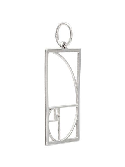 Фото подвески золотое сечение в квадратном контуре из серебра, вид сбоку.