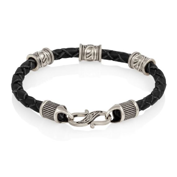 Браслет гайтан черный 5 мм с тремя рунами Феху Мельхиор, вид 2