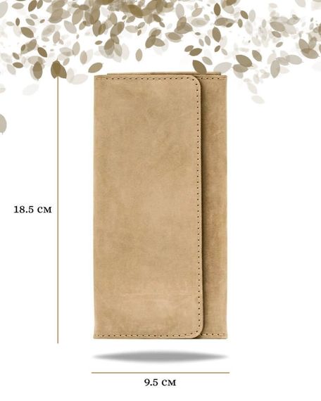 Фото функционального кошелька Классического из светлой-коричневой кожи косатка Инфографика Размеры