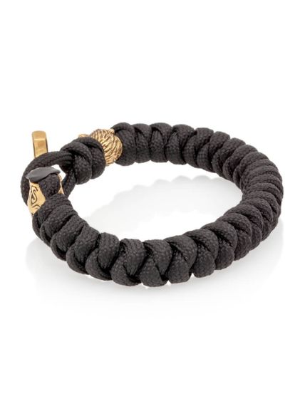 Браслет из чёрного паракорда с шармом Молот тора Bayer и медведем из бронзы, вид сбоку