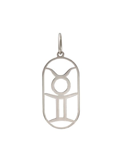 Подвеска Куспид Телец-Близнецы из серебра, вид спереди