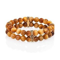 Браслет Всевидящее Око из Бронзы Двойной с тигровым глазом 8 мм